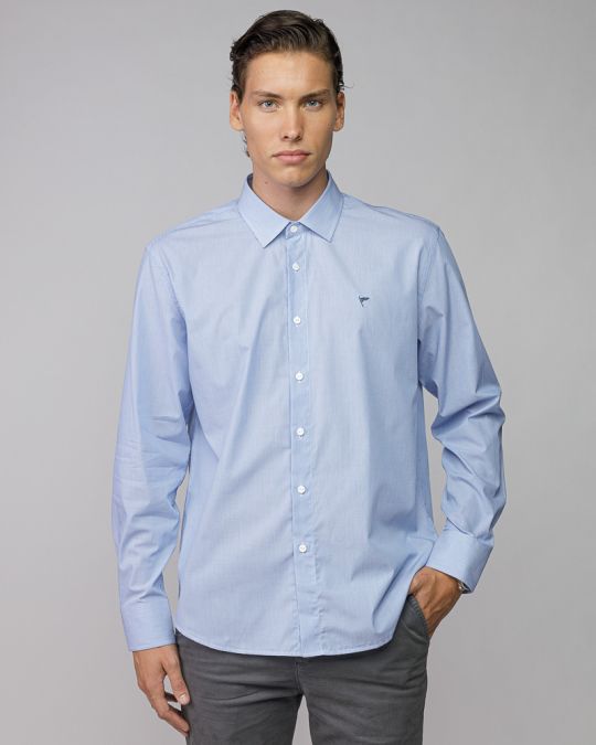 BLUE MEN'S COTTON SHIRT 1D25FW5007LS1301