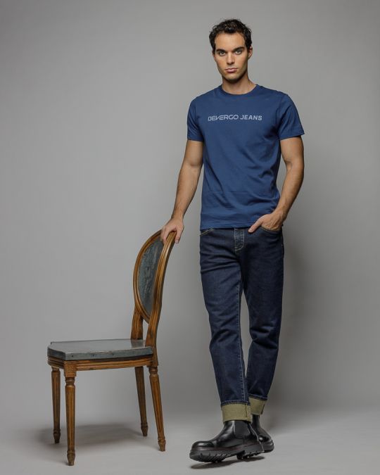 BLUE MEN'S SHORT SLEEVE T-SHIRT 1D25FW4027SS0105