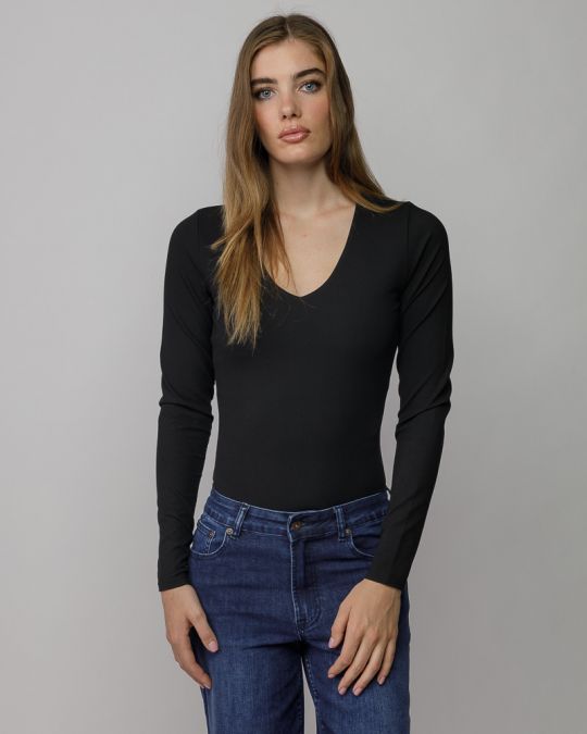 BLACK WOMEN'S LONG SLEEVE BODYSUIT 2D25FW4565BD0205