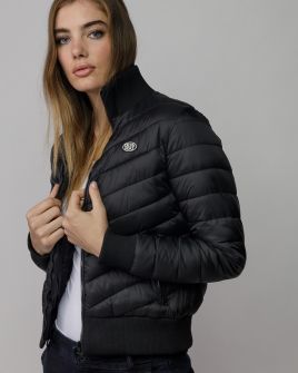 BLACK WOMEN'S SHORT QUILTED COAT 2D25FW3580KA1600