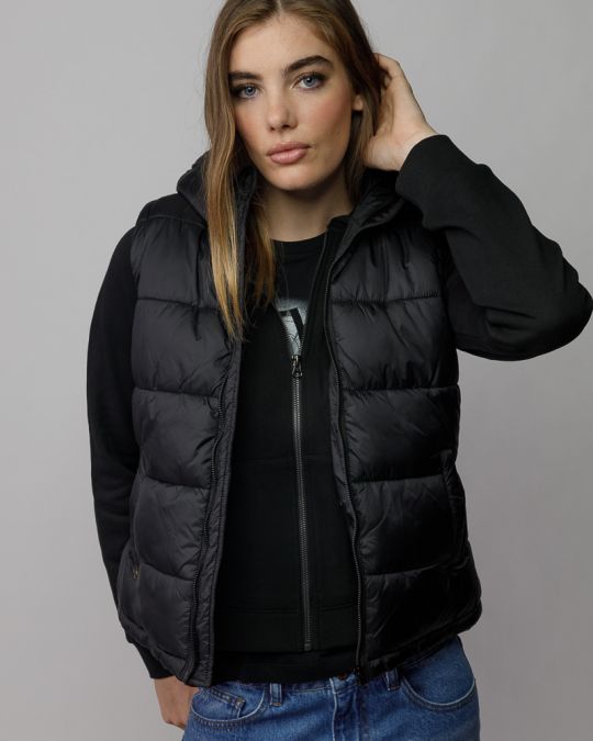 BLACK WOMEN'S HOODED VEST 2D25FW7523SL1600
