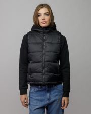 BLACK WOMEN'S HOODED VEST