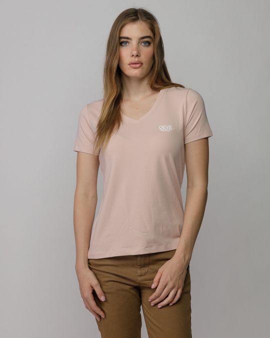 PINK WOMEN'S V-NECK SHORT SLEEVE T-SHIRT 2D25FW4514SS0205