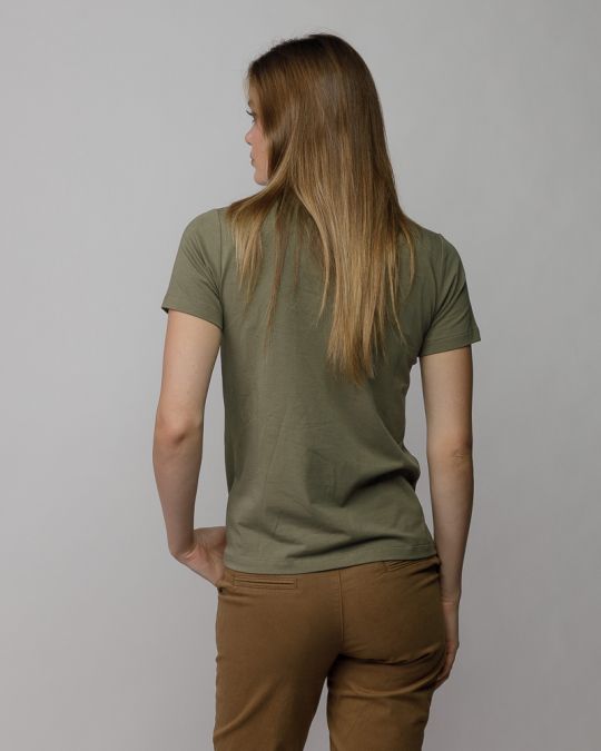 KHAKI WOMEN'S V-NECK SHORT SLEEVE T-SHIRT 2D25FW4514SS0205