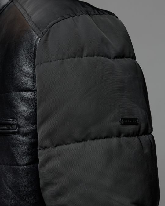 BLACK MEN'S VEGAN LEATHER COAT 1D25FW3022KA9000