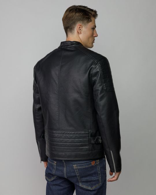 BLACK MEN'S VEGAN LEATHER COAT 1D25FW3021KA9000