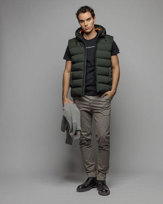 KHAKI MEN'S HOODED VEST 1D25FW7070SL1600