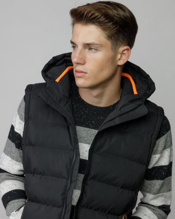 BLACK MEN'S HOODED VEST 1D25FW7070SL1600