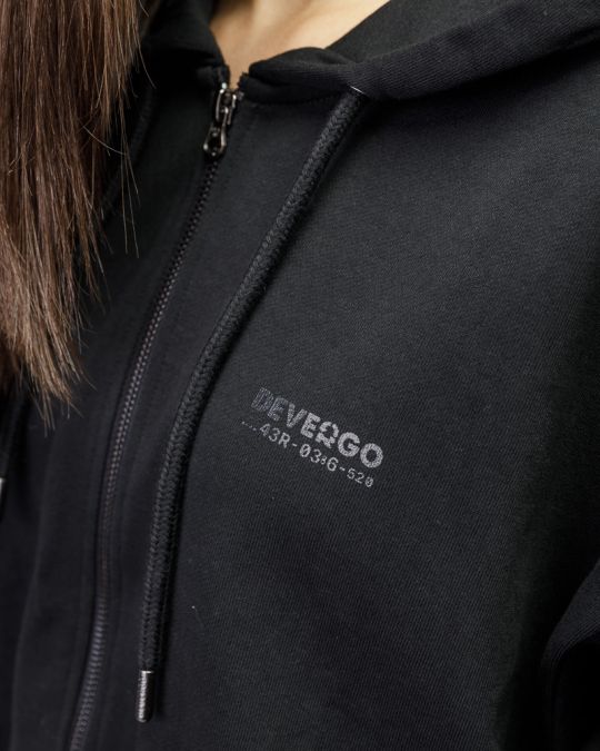 BLACK WOMEN'S HOODED ZIP SWEATER 2D25FW4590KA0705