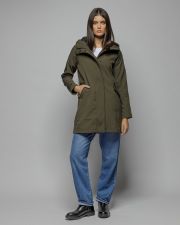 KHAKI WOMEN'S HOODED TRANSITIONAL COAT