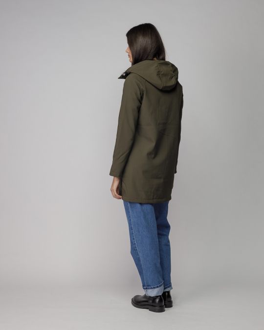 KHAKI WOMEN'S HOODED TRANSITIONAL COAT 2D25FW7583KA1200