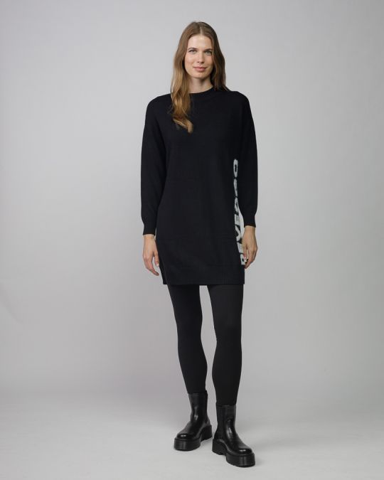 BLACK WOMEN'S KNITTED DRESS 2D25FW9522DR1101