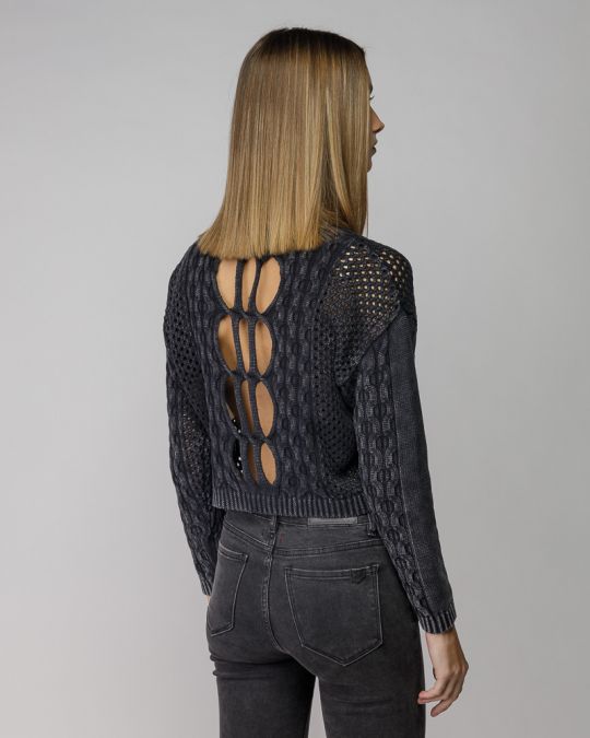 GREY WOMEN'S KNITTED SWEATER 2D25FW6520LS1124