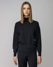 BLACK WOMEN'S KNITTED TURTLENECK SWEATER