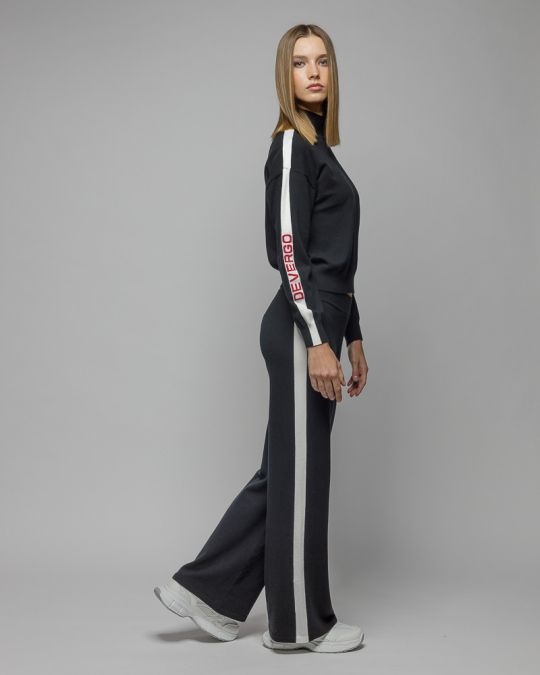 BLACK WOMEN'S KNITTED TURTLENECK SWEATER 2D25FW6531LS1101