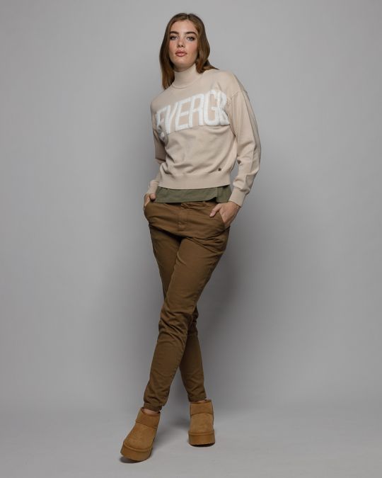 WHITE WOMEN'S KNITTED TURTLENECK SWEATER 2D25FW6531LS1101