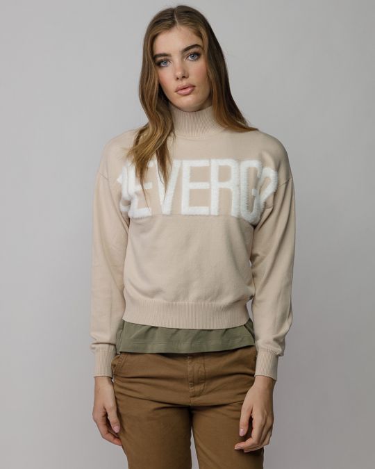 WHITE WOMEN'S KNITTED TURTLENECK SWEATER 2D25FW6531LS1101