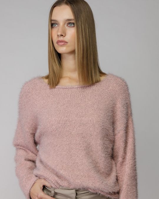 MULTICOLOR WOMEN'S FUZZY KNITTED SWEATER 2D25FW6532LS1101