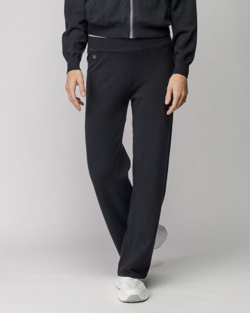 BLACK WOMEN'S KNITTED PANTS 2D25FW1531LP1101