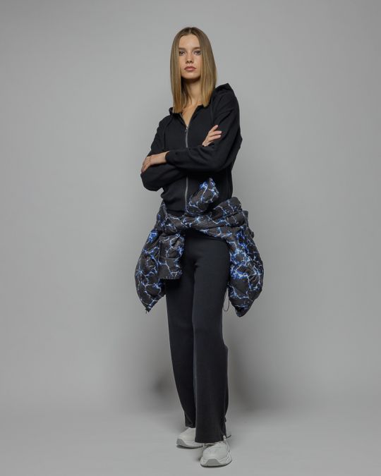 BLACK WOMEN'S KNITTED PANTS 2D25FW1531LP1101