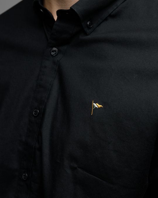 BLACK MEN'S POPLIN SHIRT 1D25FW5009LS1301