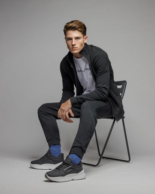 BLACK MEN'S ZIP SWEATER 1D25FW4093KA0705