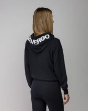 BLACK WOMEN'S KNITTED HOODED CARDIGAN