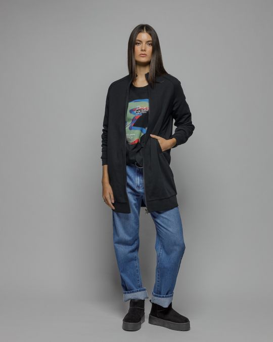 BLACK WOMEN'S LONG ZIP CARDIGAN 2D25FW4587KA0705