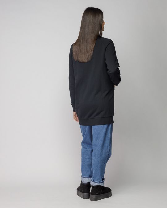 BLACK WOMEN'S LONG ZIP CARDIGAN 2D25FW4587KA0705