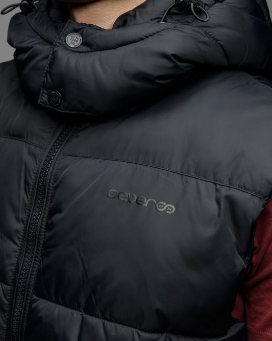 BLACK MEN'S HOODED VEST 1D25FW7002SL1600