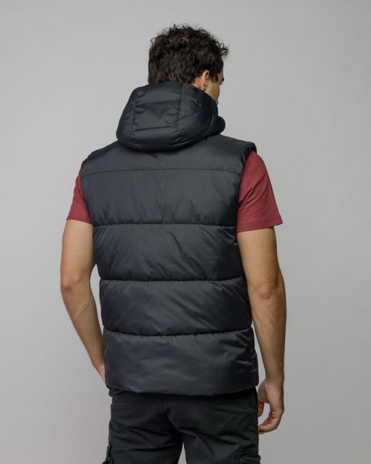 BLACK MEN'S HOODED VEST 1D25FW7002SL1600