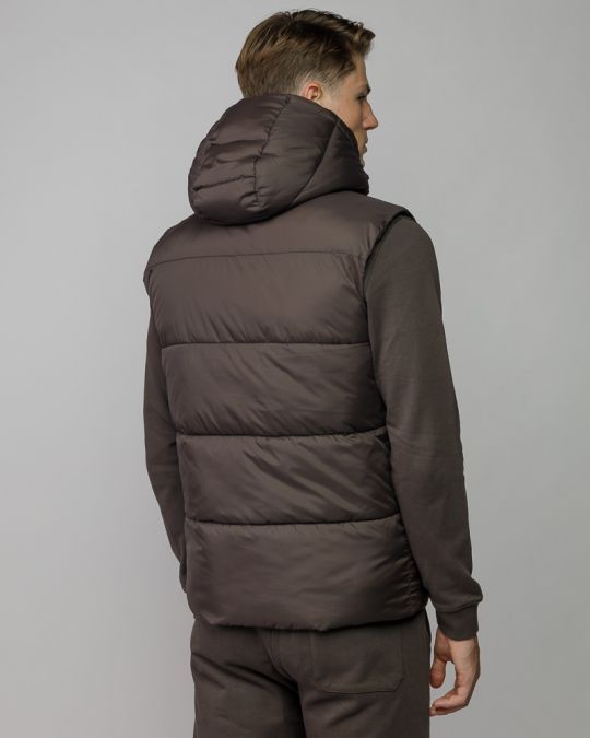 BROWN MEN'S HOODED VEST 1D25FW7002SL1600