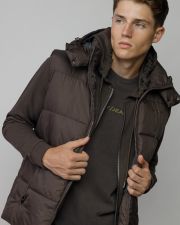 BROWN MEN'S HOODED VEST