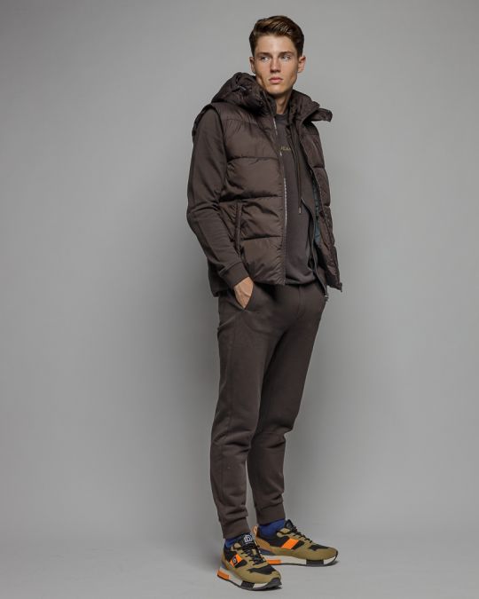 BROWN MEN'S HOODED VEST 1D25FW7002SL1600