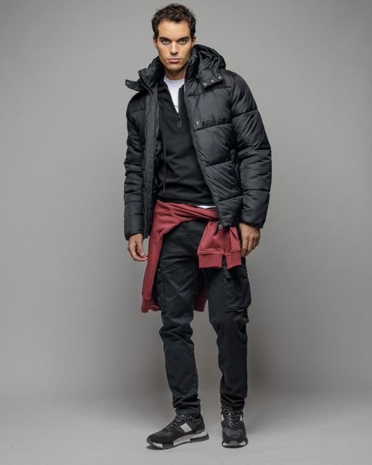 BLACK MEN'S COAT 1D25FW3008KA1600