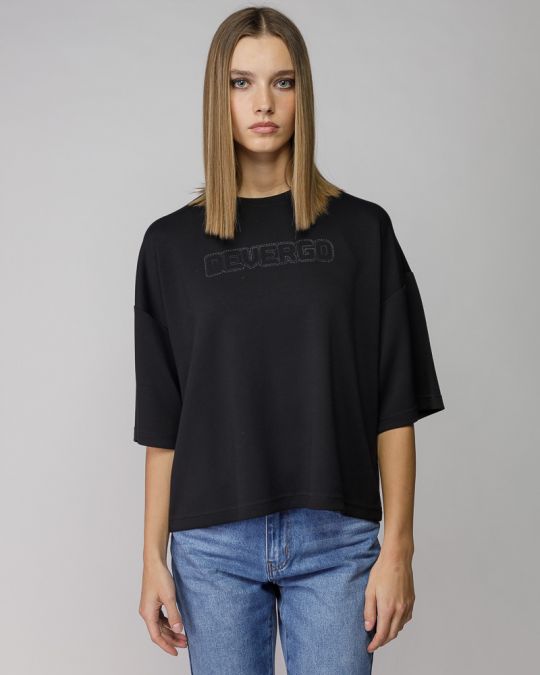 BLACK WOMEN'S SHORT SLEEVE T-SHIRT 2D25FW4529SS1201