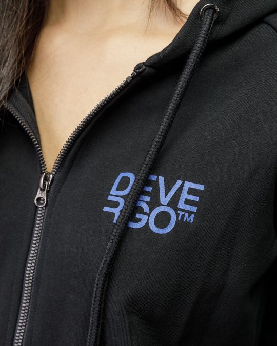 BLACK WOMEN'S HOODED ZIP SWEATER 2D25FW4588KA0705