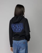 BLACK WOMEN'S HOODED ZIP SWEATER