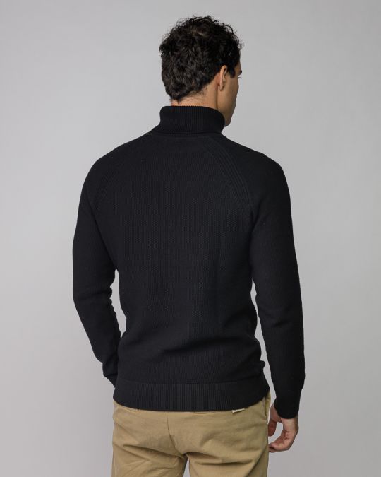 BLACK MEN'S KNITTED TURTLENECK SWEATER 1D25FW6017LS1101