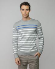 GREY MEN'S STRIPED KNITTED SWEATER