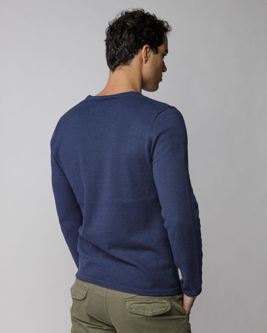 BLUE MEN'S THIN KNITTED SWEATER 1D25FW6027LS1101