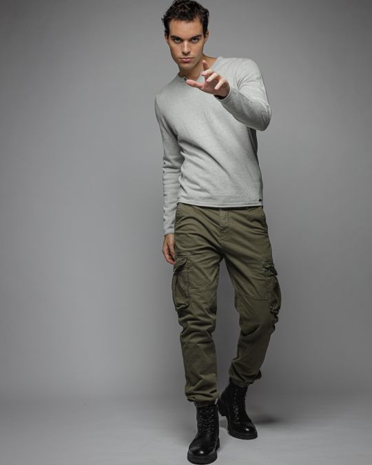 BEIGE MEN'S THIN KNITTED SWEATER 1D25FW6027LS1101