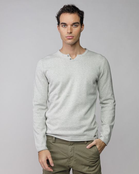 BEIGE MEN'S THIN KNITTED SWEATER 1D25FW6027LS1101