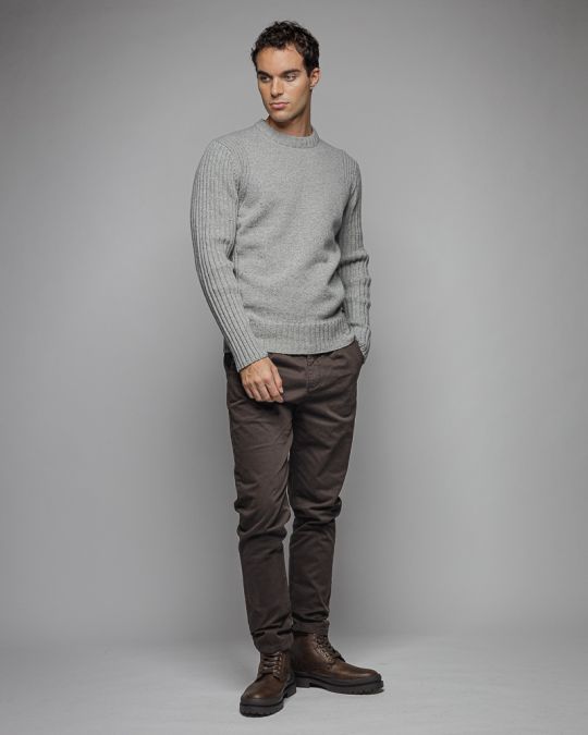 GREY MEN'S KNITTED SWEATER 1D25FW6012LS1101