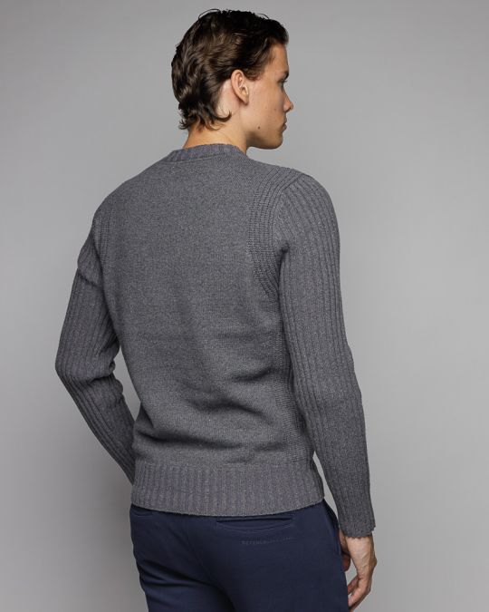 GREY MEN'S KNITTED SWEATER 1D25FW6012LS1101