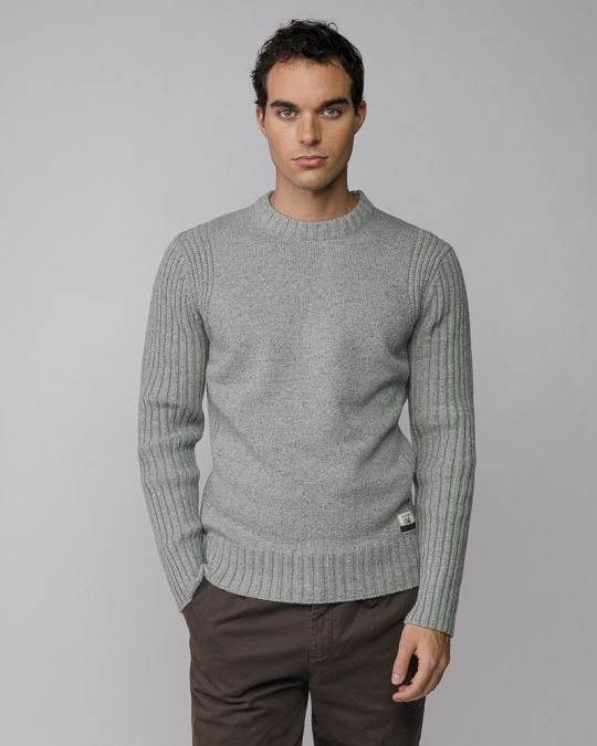GREY MEN'S KNITTED SWEATER 1D25FW6012LS1101
