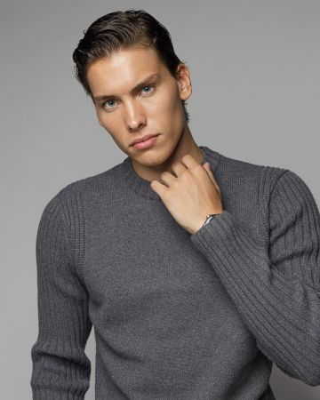 GREY MEN'S KNITTED SWEATER 1D25FW6012LS1101