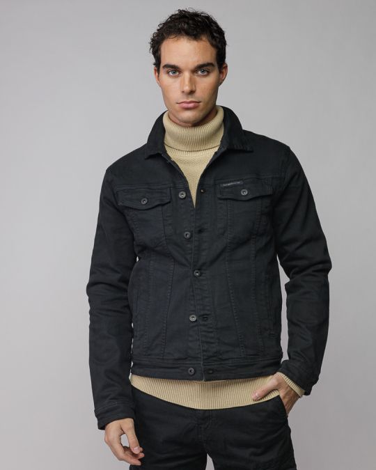 BLACK MEN'S DENIM JACKET 1D25FW7077KA6106