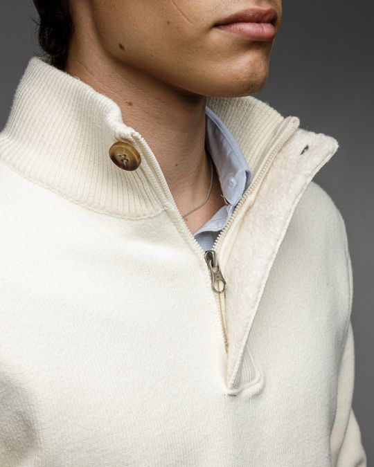 WHITE MEN'S KNITTED SWEATER 1D25FW6033LS1101