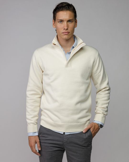 WHITE MEN'S KNITTED SWEATER 1D25FW6033LS1101